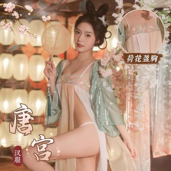 情趣内衣透视睡衣高档款抹胸宫廷汉服宫廷风肚兜诱惑情趣睡裙套装 - 图片 2