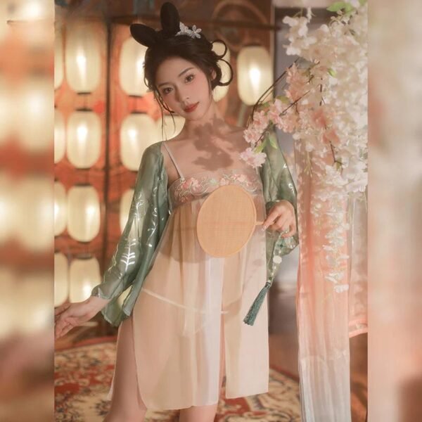 情趣内衣透视睡衣高档款抹胸宫廷汉服宫廷风肚兜诱惑情趣睡裙套装 - 图片 3