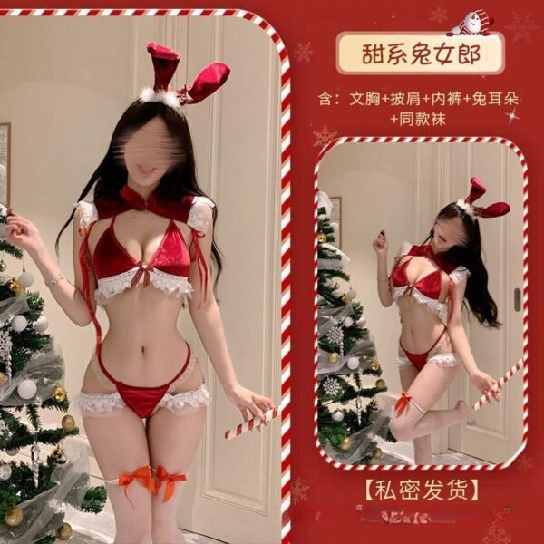 圣诞战袍套装免脱情趣内衣激情性感制服纯欲诱惑兔女郎睡衣纯欲风 - 图片 8